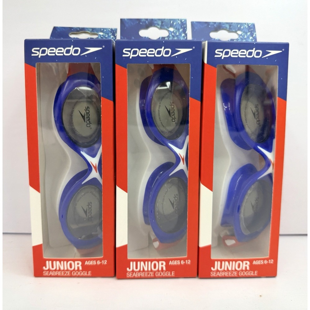 3 Speedo Junior Seabreeze Swim Goggles Ages 6-12 Anti Fog And UV Protection NEW